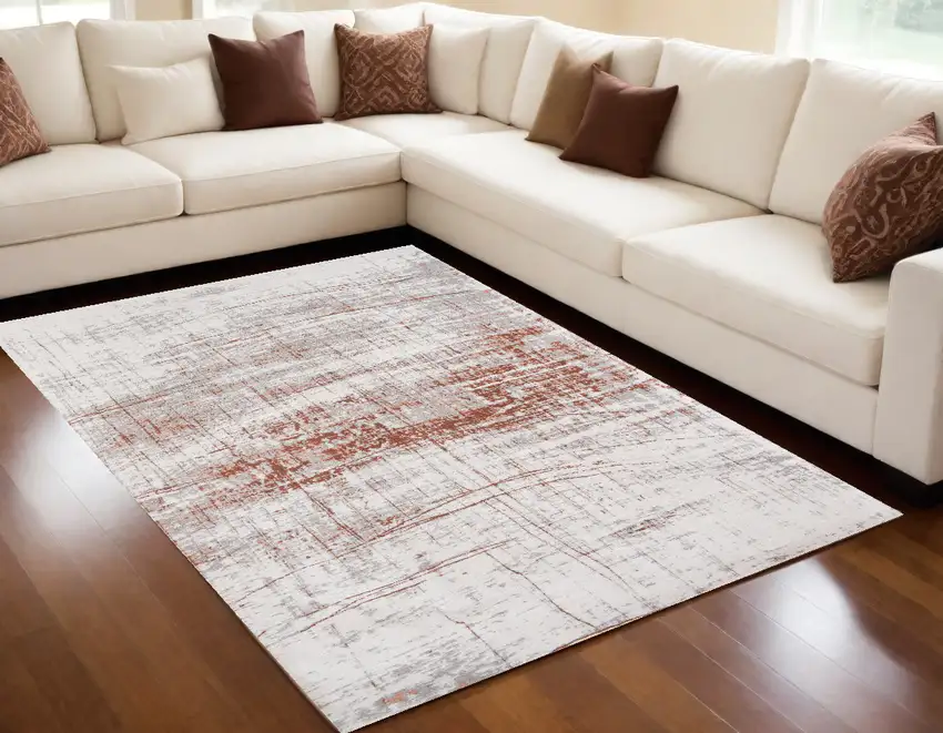 Gray and Yellow Abstract Non Skid Area Rug Photo 1