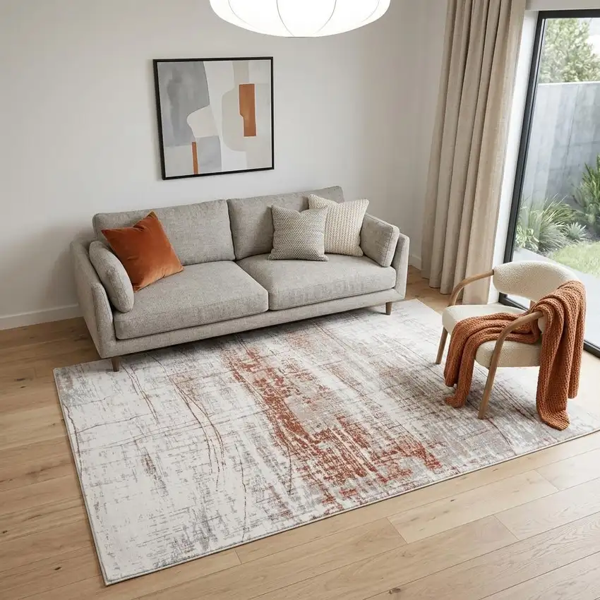 Gray and Yellow Abstract Non Skid Area Rug Photo 1