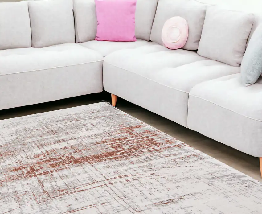 Gray and Yellow Abstract Non Skid Area Rug Photo 1