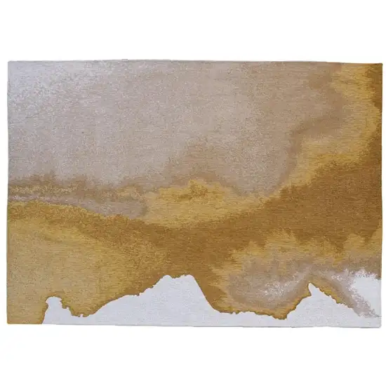 Gray and Yellow Abstract Non Skid Area Rug Photo 2