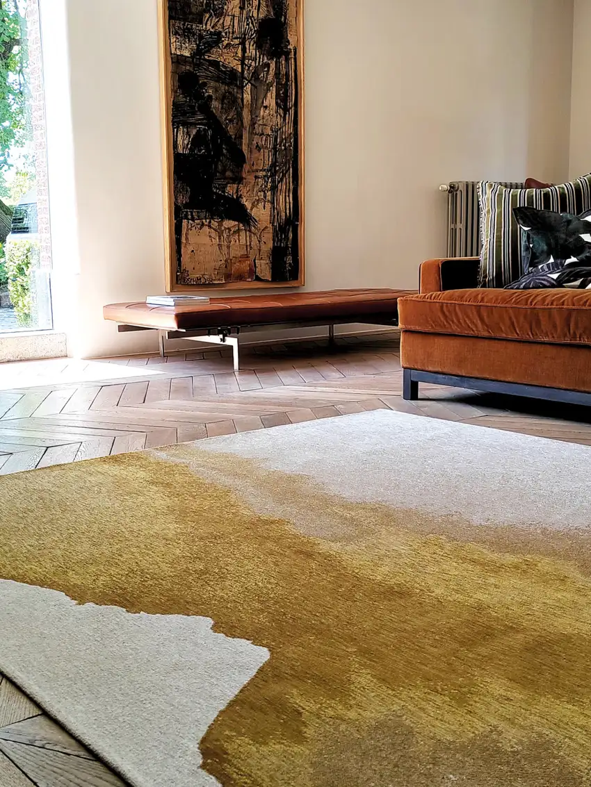 Gray and Yellow Abstract Non Skid Area Rug Photo 8