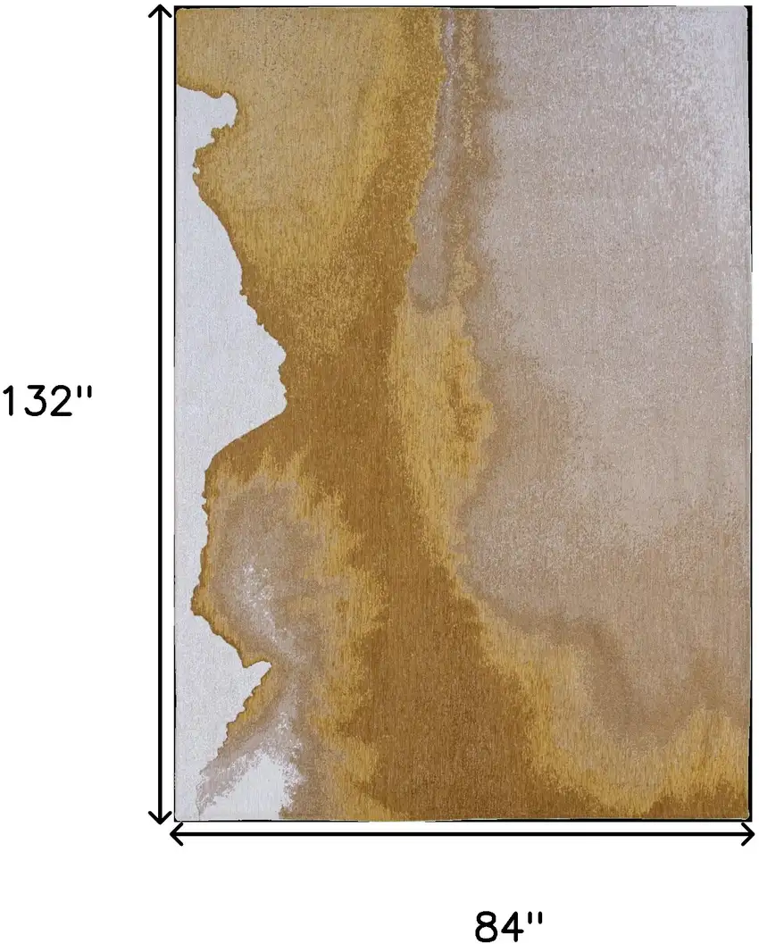 Gray and Yellow Abstract Non Skid Area Rug Photo 3