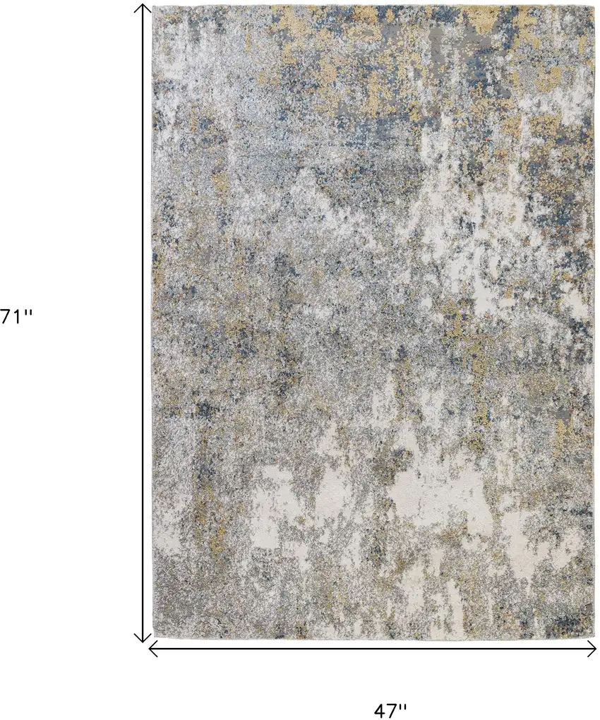 Gray and Yellow Abstract Power Loom Area Rug Photo 9