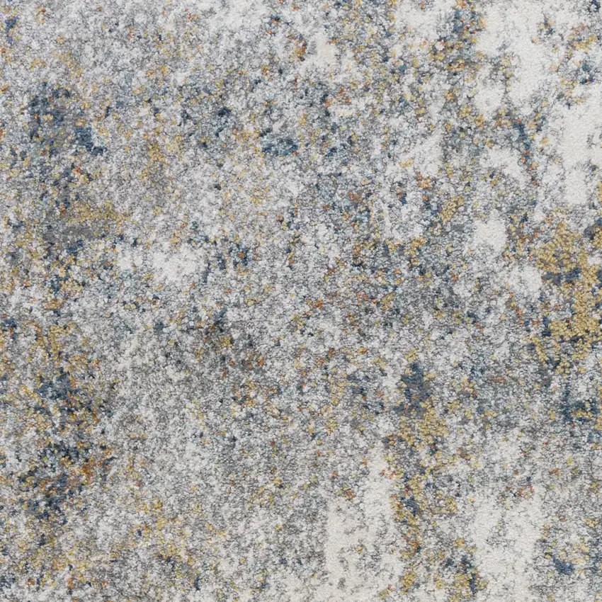 Ivory Blue and Yellow Abstract Power Loom Area Rug Photo 9