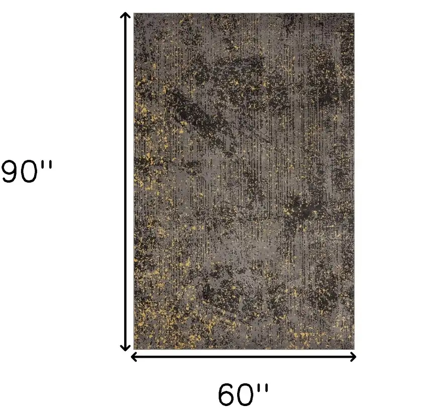 Gray and Yellow Abstract Sprinkle Area Rug Photo 6