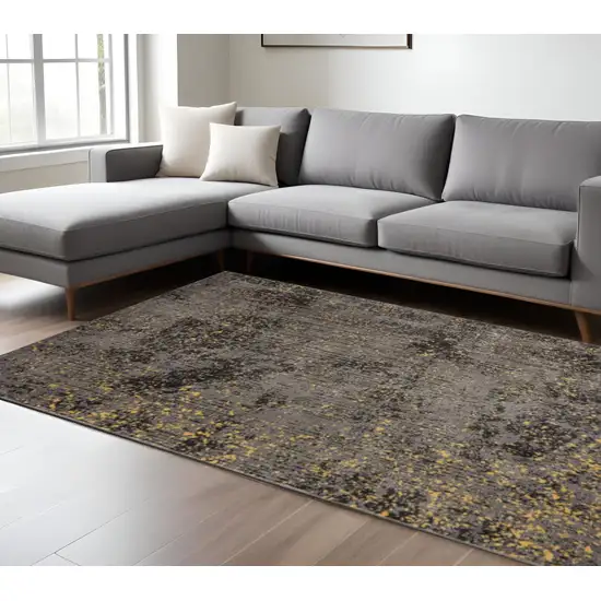 Gray and Yellow Abstract Sprinkle Area Rug Photo 2