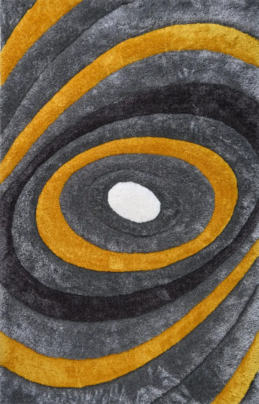 Gray and Yellow Shag Hand Tufted Area Rug Photo 1