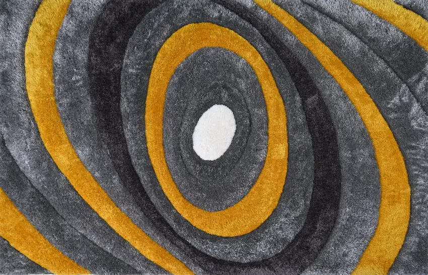 Gray and Yellow Shag Hand Tufted Area Rug Photo 5