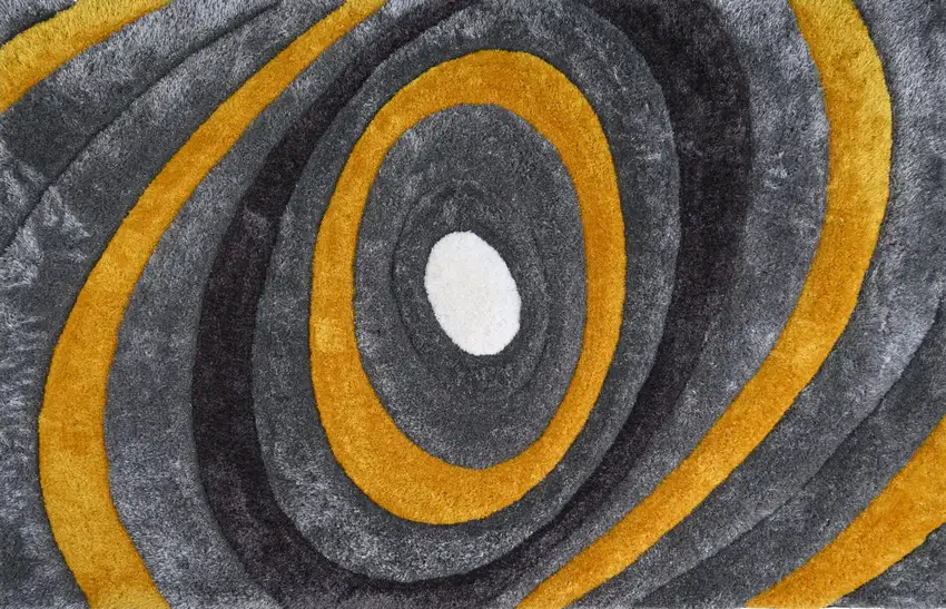 Gray and Yellow Shag Hand Tufted Area Rug Photo 6