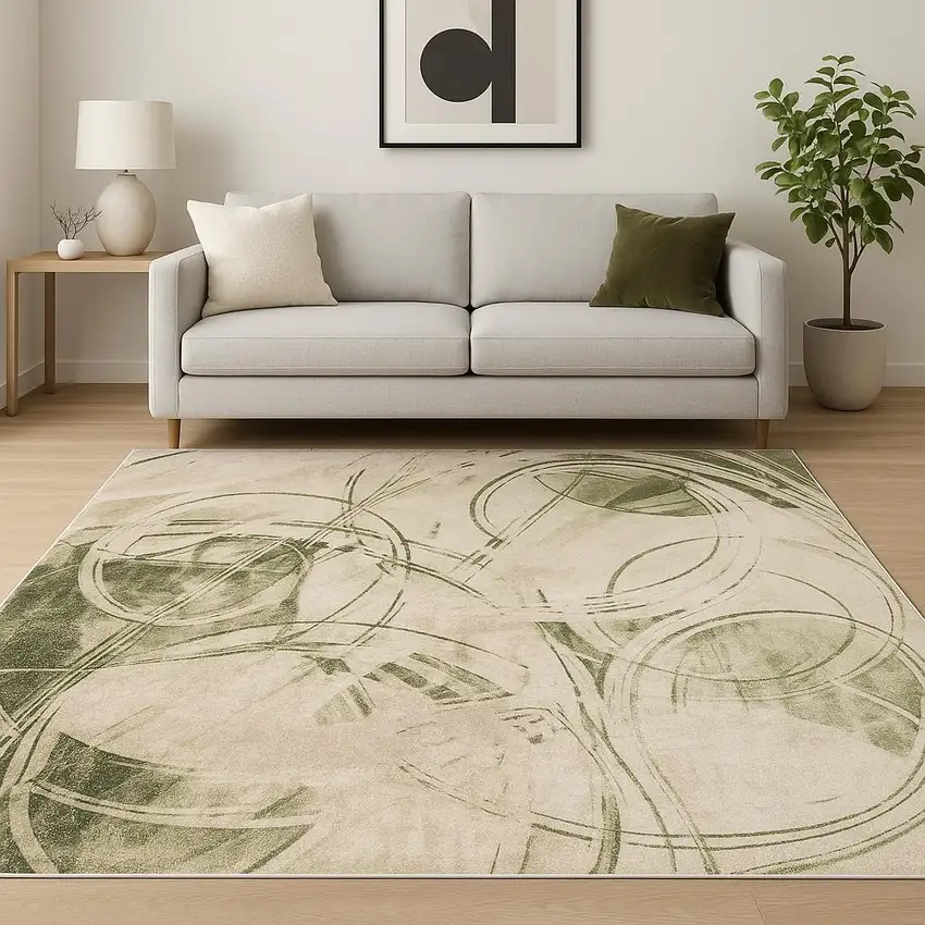 Green Abstract Area Rug Photo 1