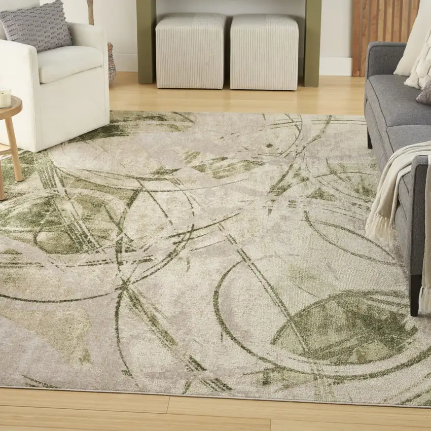 Green Abstract Area Rug Photo 5