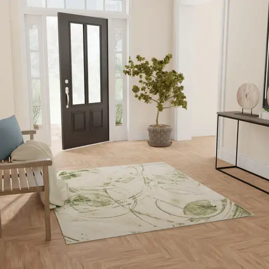 Green Abstract Area Rug Photo 5