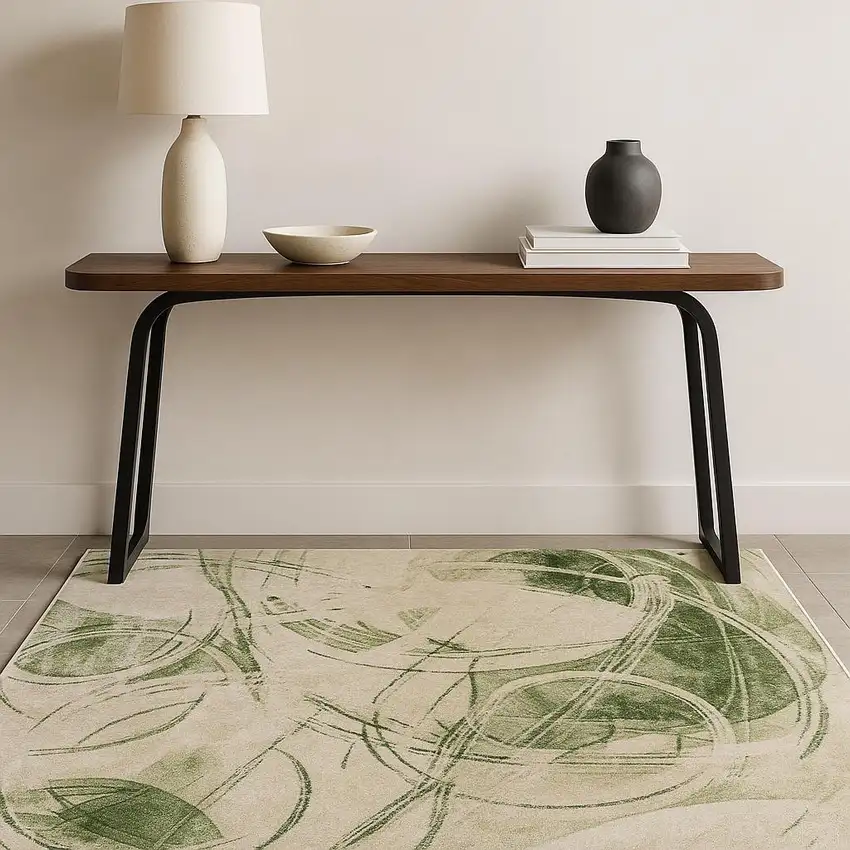 Green Abstract Area Rug Photo 1