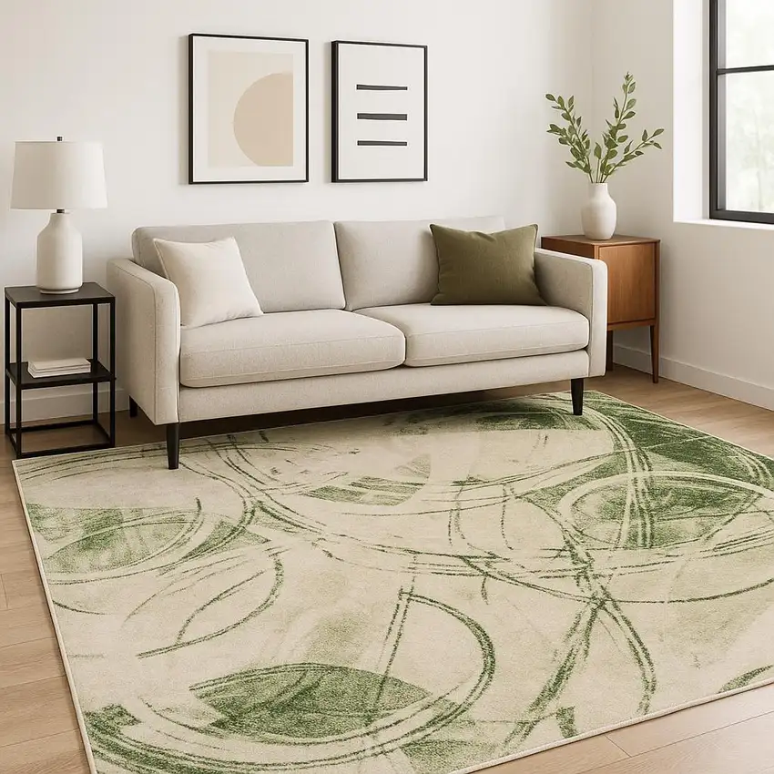 Green Abstract Area Rug Photo 1