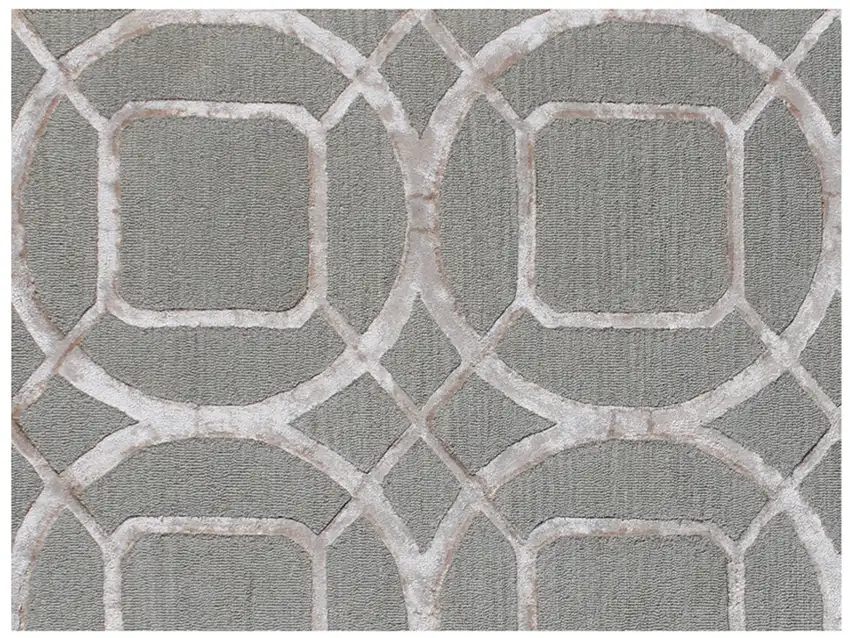 Green Abstract Geometric Hand Tufted Non Skid Area Rug Photo 4