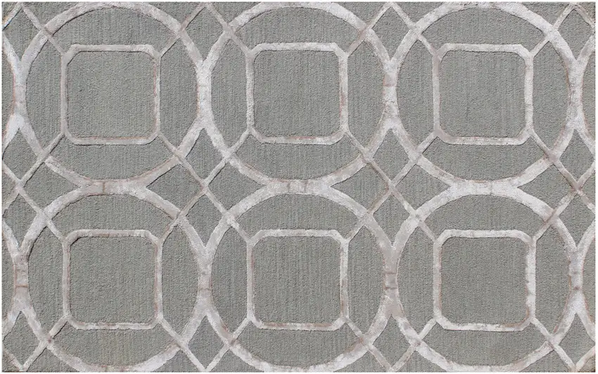 Green Abstract Geometric Hand Tufted Non Skid Area Rug Photo 5