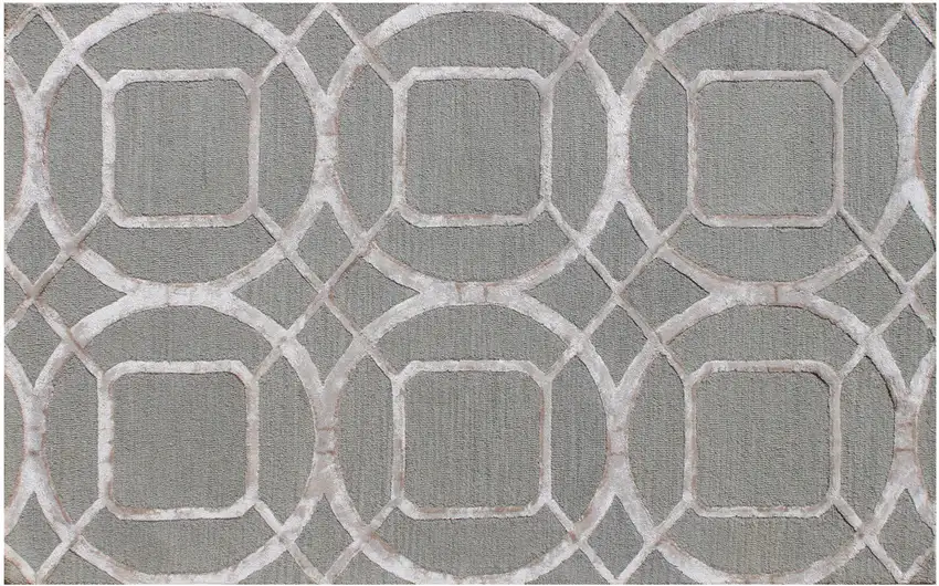 Green Abstract Geometric Hand Tufted Non Skid Area Rug Photo 7