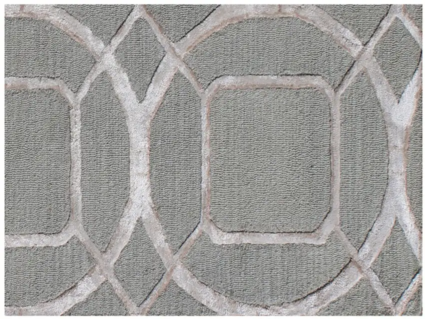 Green Abstract Geometric Hand Tufted Non Skid Area Rug Photo 6