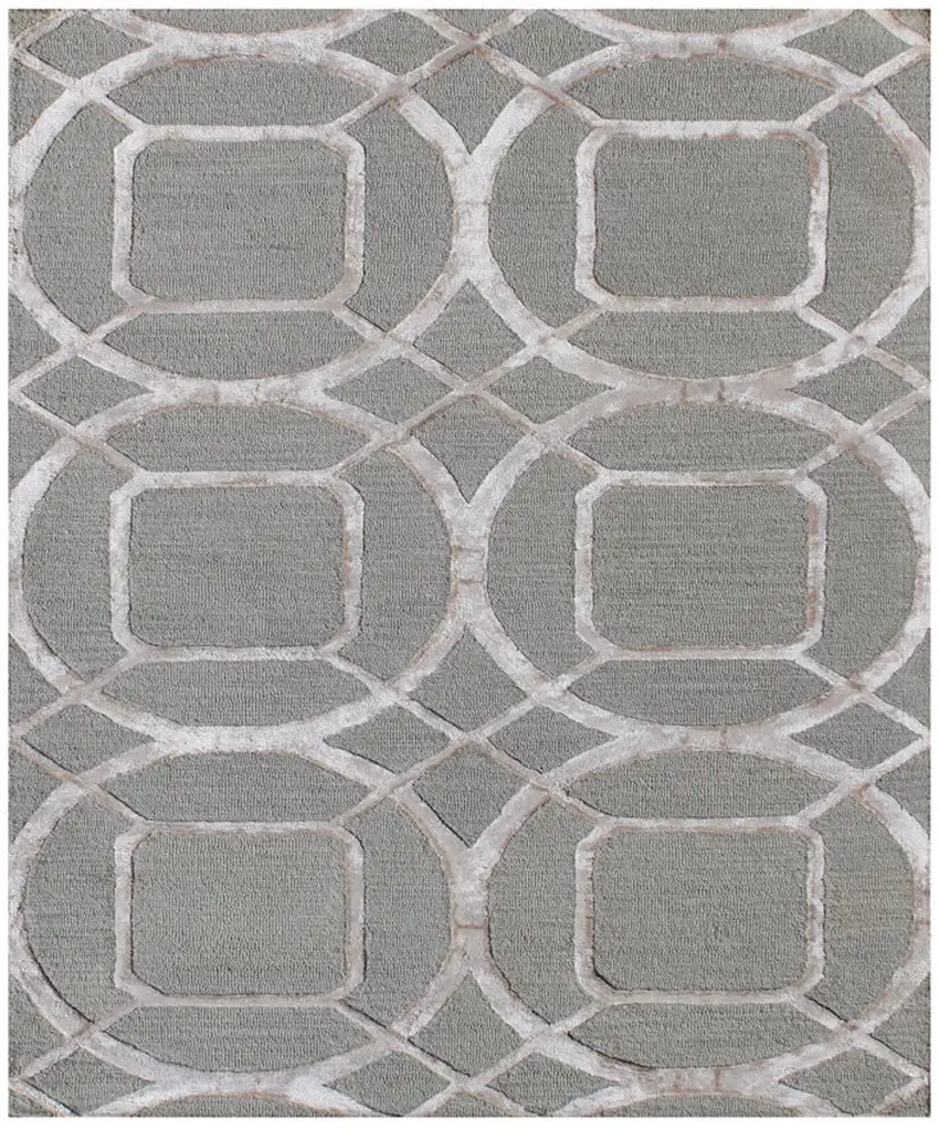 Green Abstract Geometric Hand Tufted Non Skid Area Rug Photo 2