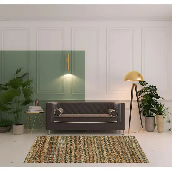 Green Abstract Hand Woven Non Skid Area Rug Photo 3