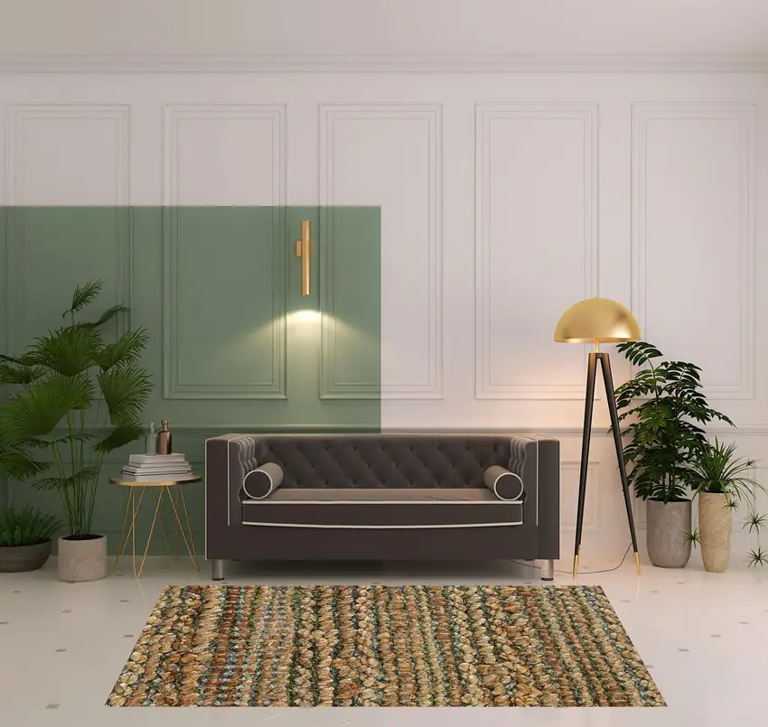 Green Abstract Hand Woven Non Skid Area Rug Photo 3