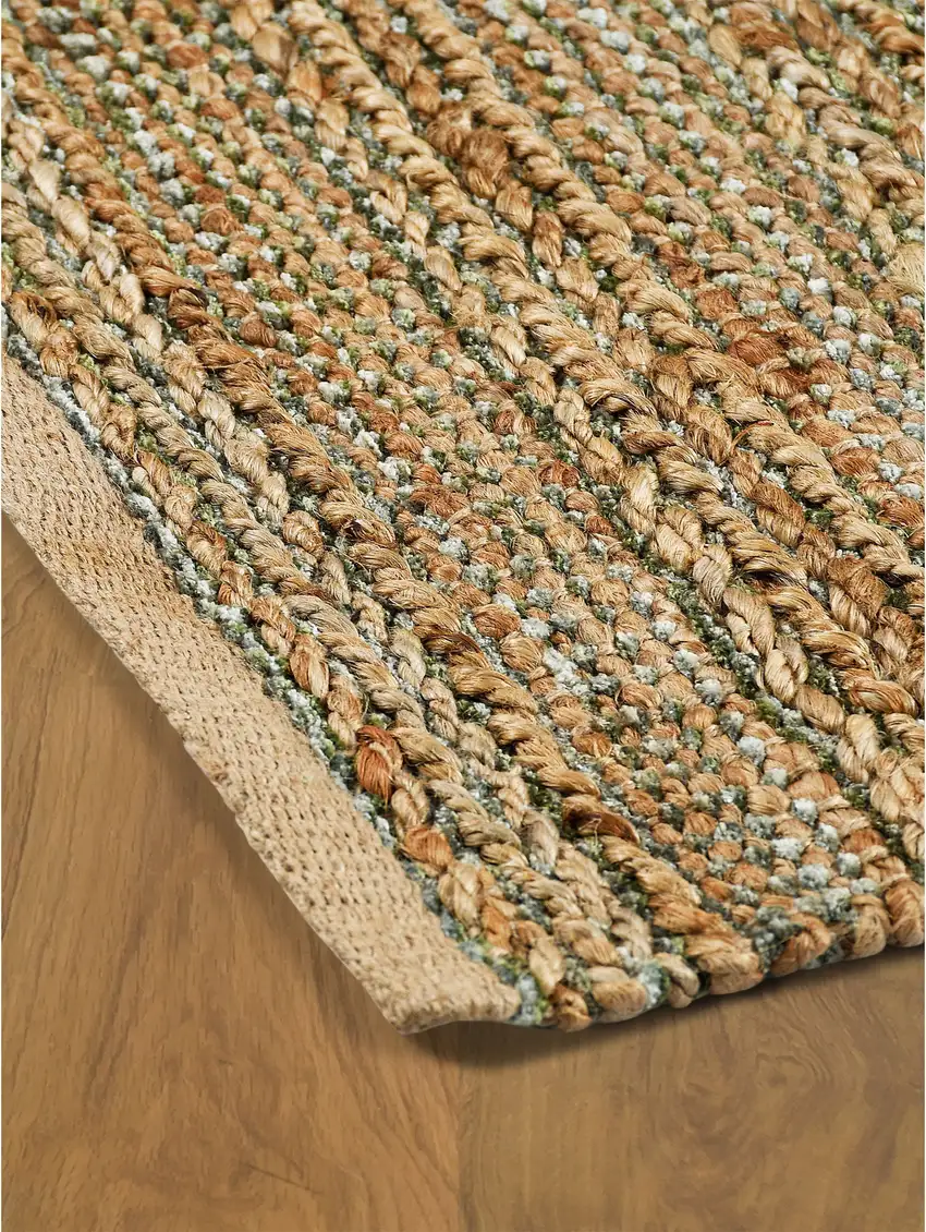 Green Abstract Hand Woven Non Skid Area Rug Photo 4