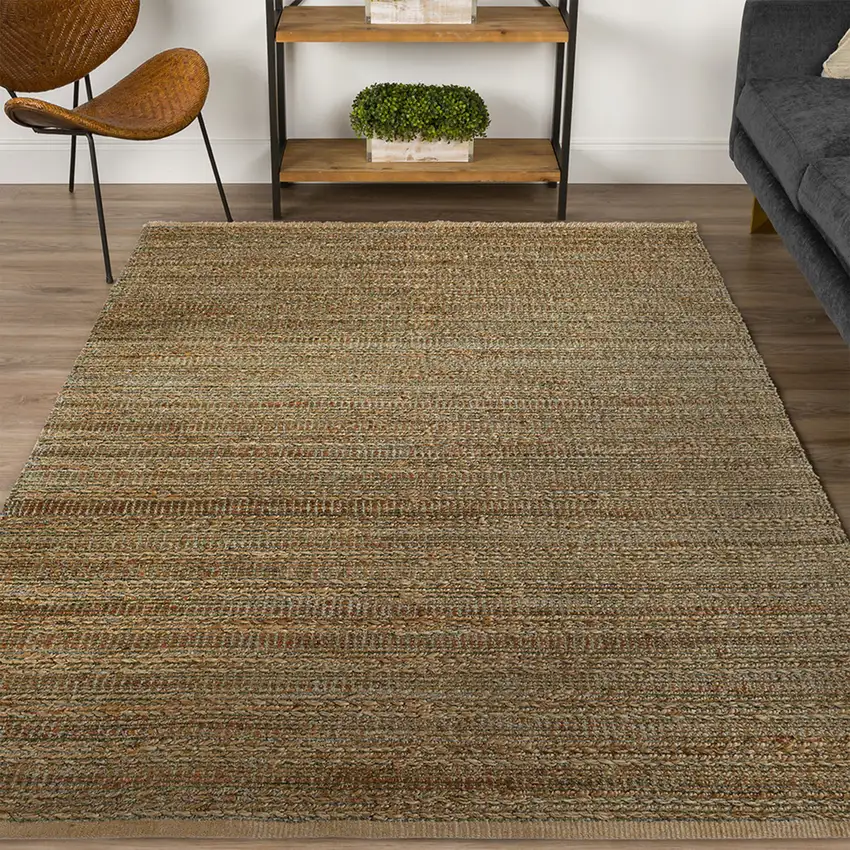 Green Abstract Hand Woven Non Skid Area Rug Photo 8