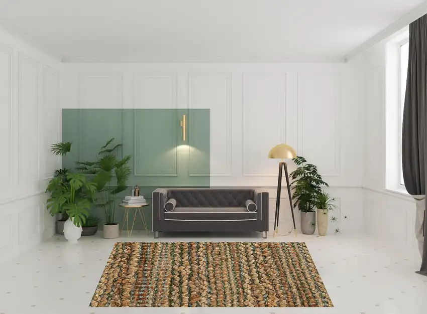 Green Abstract Hand Woven Non Skid Area Rug Photo 3