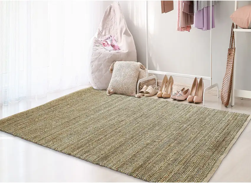 Green Abstract Hand Woven Non Skid Area Rug Photo 7