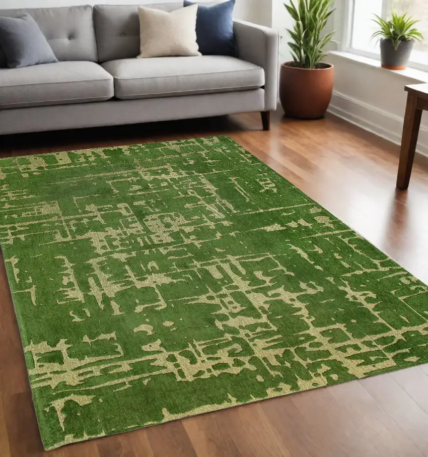 Green Abstract Non Skid Area Rug Photo 1