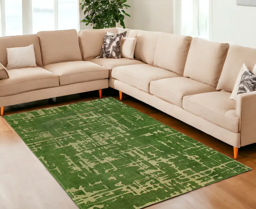 Green Abstract Non Skid Area Rug Photo 1