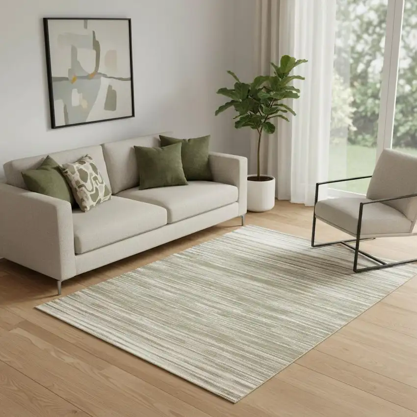 Green Abstract Power Loom Area Rug Photo 1