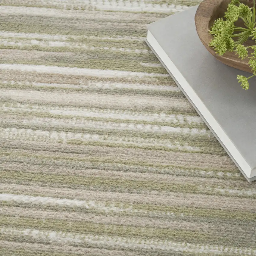 Green Abstract Power Loom Area Rug Photo 6