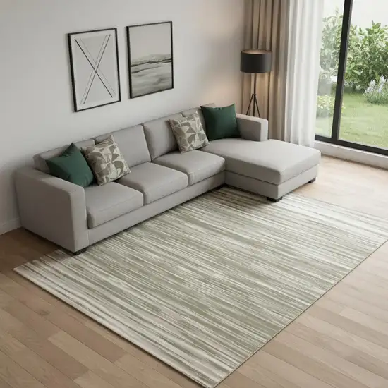 Green Abstract Power Loom Area Rug Photo 1