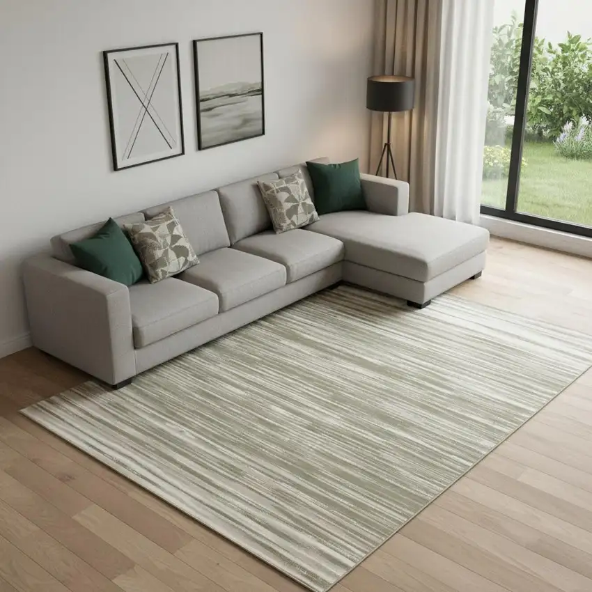 Green Abstract Power Loom Area Rug Photo 1