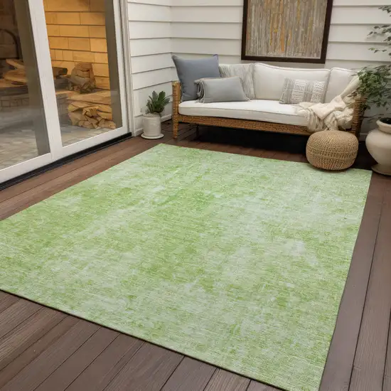 Green And Ivory Abstract Washable Indoor Outdoor Area Rug Photo 9