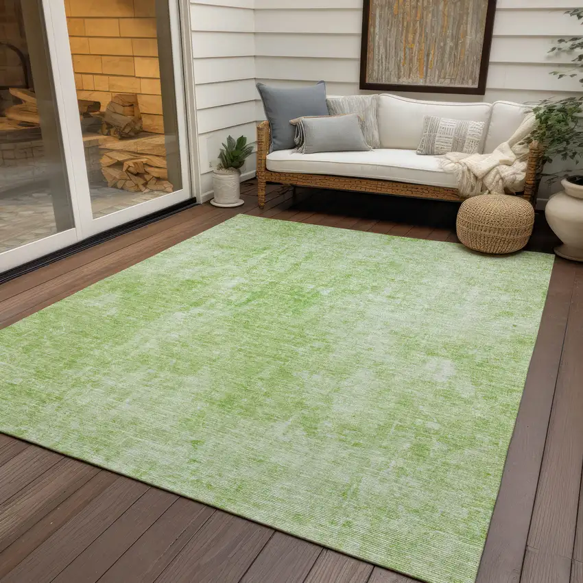 Green And Ivory Abstract Washable Indoor Outdoor Area Rug Photo 9