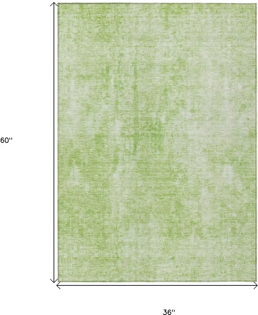 Green Abstract Washable Indoor Outdoor Area Rug Photo 3