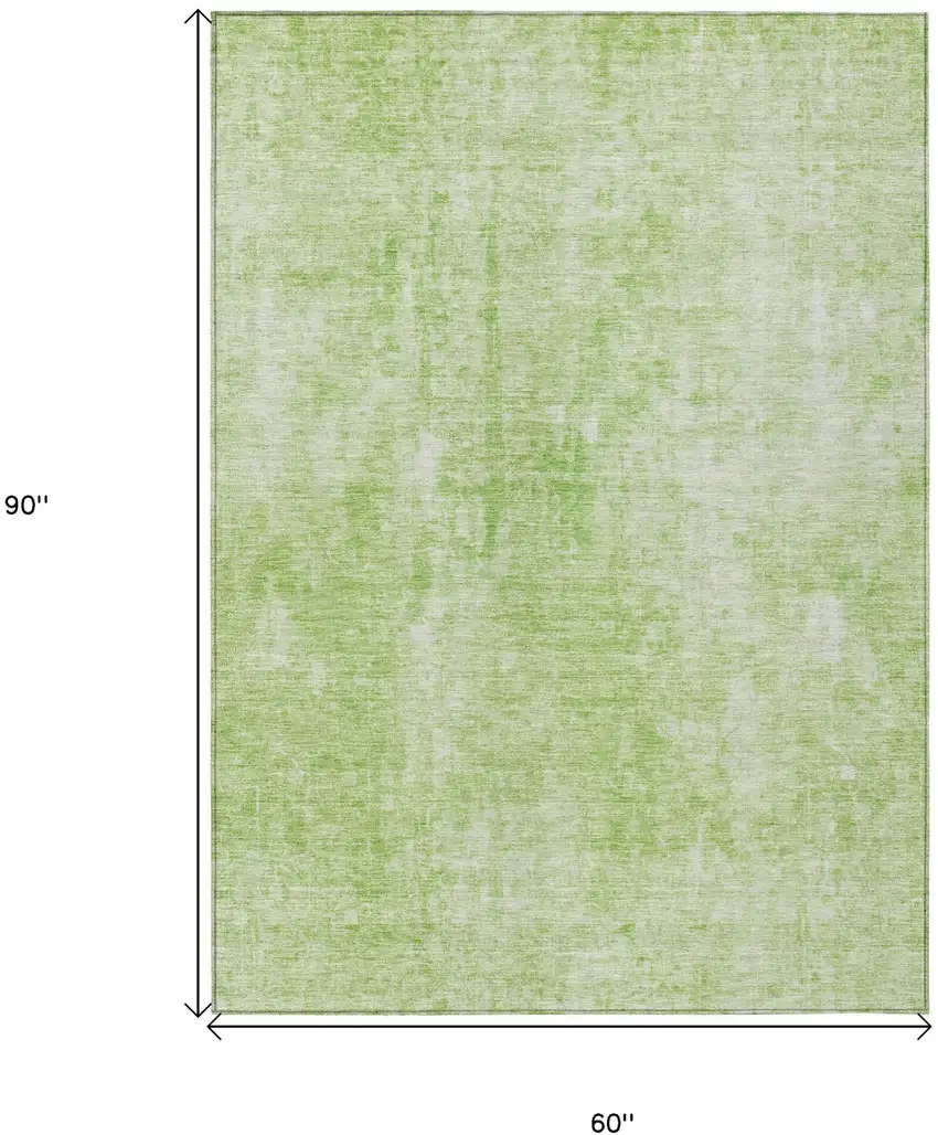 Green Abstract Washable Indoor Outdoor Area Rug Photo 3