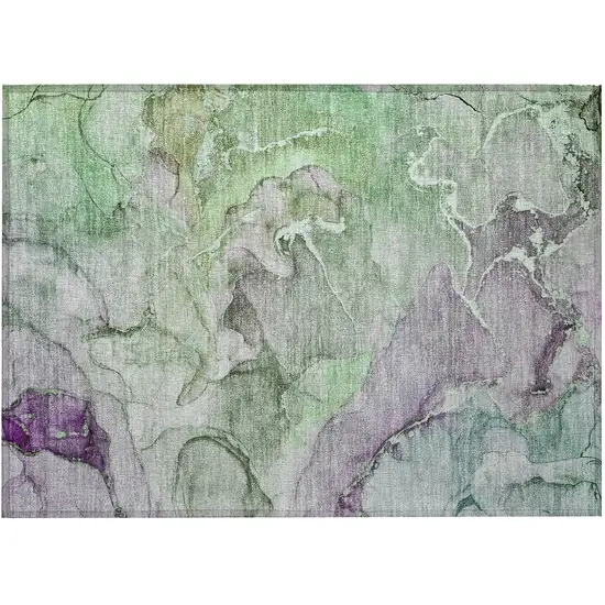 Green and Purple Abstract Washable Indoor Outdoor Area Rug Photo 5
