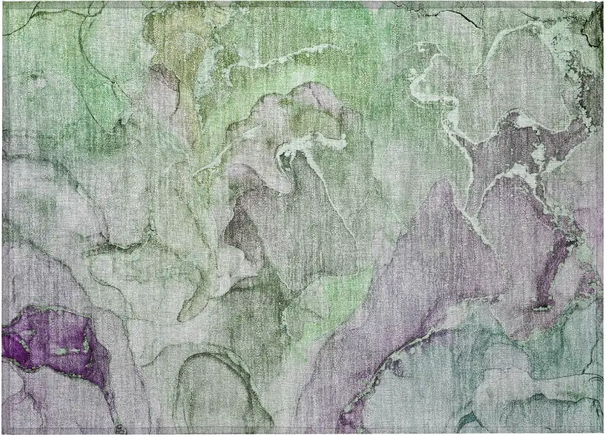 Green and Purple Abstract Washable Indoor Outdoor Area Rug Photo 5