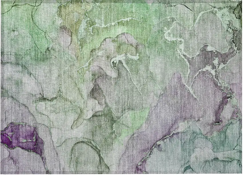Green and Purple Abstract Washable Indoor Outdoor Area Rug Photo 5