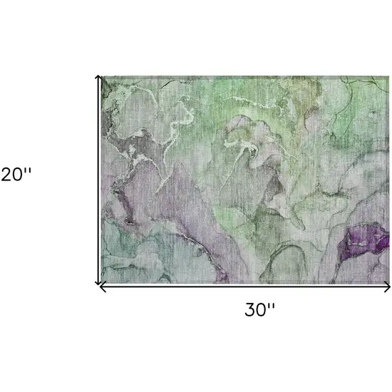Green Abstract Washable Non Skid Indoor Outdoor Area Rug Photo 8