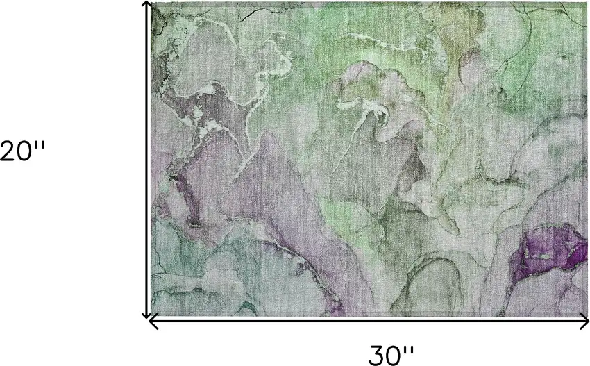 Green Abstract Washable Non Skid Indoor Outdoor Area Rug Photo 8