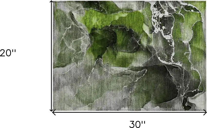 Green Abstract Washable Non Skid Indoor Outdoor Area Rug Photo 3