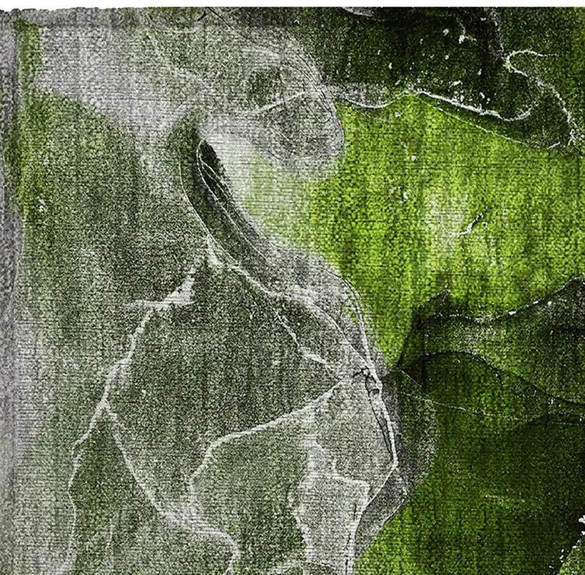 Green Abstract Washable Non Skid Indoor Outdoor Area Rug Photo 6