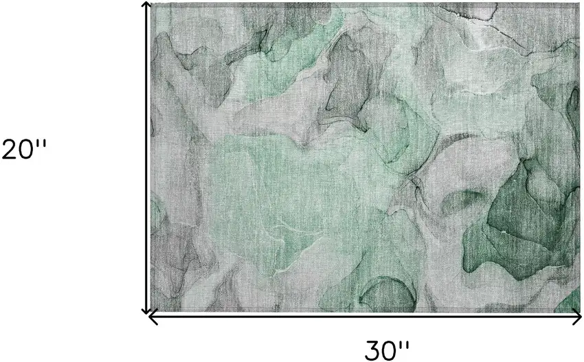 Green Abstract Washable Non Skid Indoor Outdoor Area Rug Photo 3