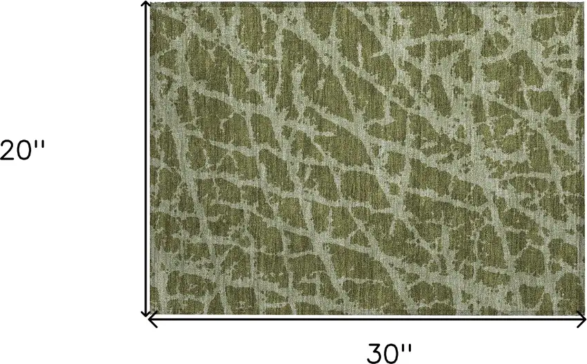 Green Abstract Washable Non Skid Indoor Outdoor Area Rug Photo 3