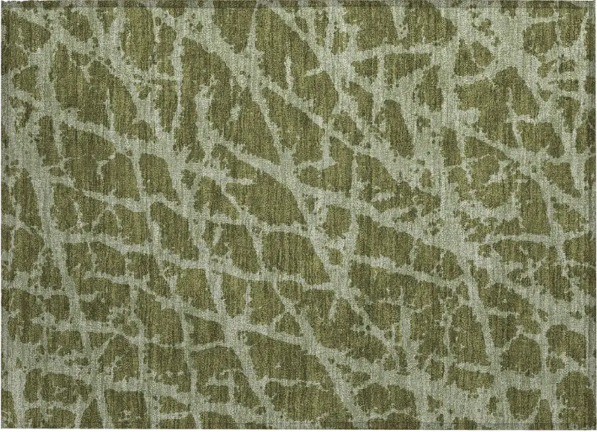 Green Abstract Washable Non Skid Indoor Outdoor Area Rug Photo 2