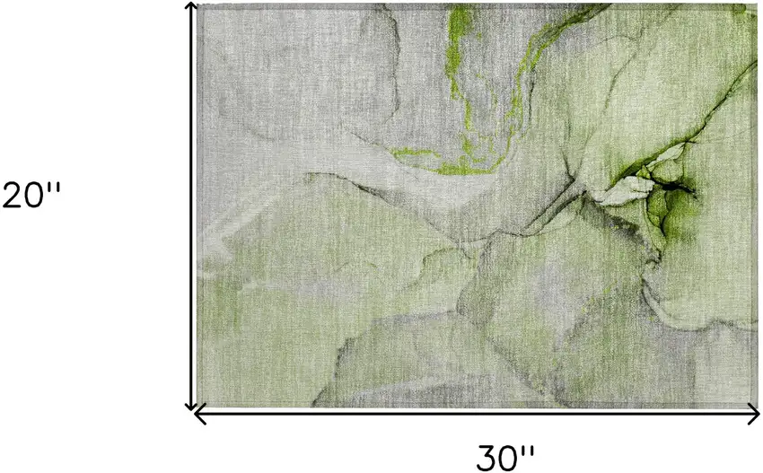 Green Abstract Washable Non Skid Indoor Outdoor Area Rug Photo 3